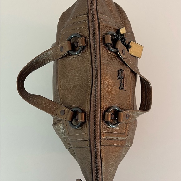 LIKE NEW Coach Madison Clair Metallic Bronze Pebbled Leather Satchel Bag 👜 - Picture 8 of 15